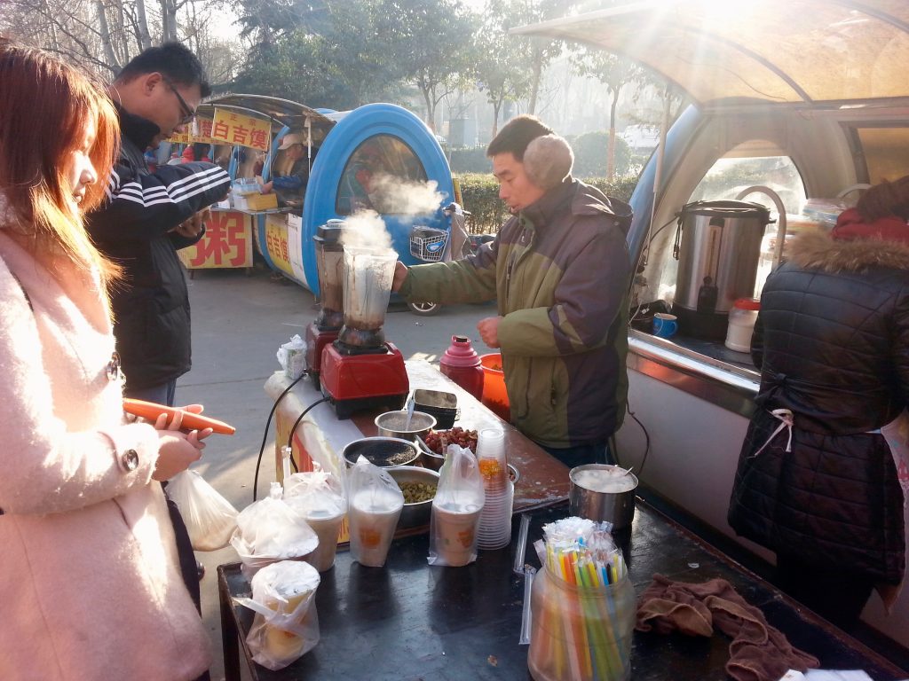 Including hot soybean shakes from a street food stall near my new home where I live as an expat in Jinan, China. ©KettiWilhelm2014
