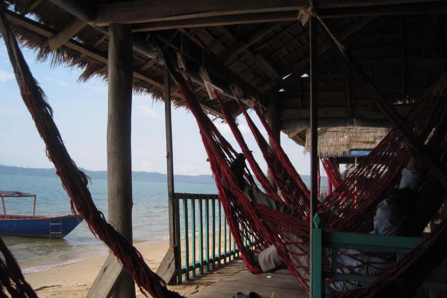 The hammocks on the beach in Cambodia, where I waited to get on my boat for some adventure travel. ©KettiWilhelm2015