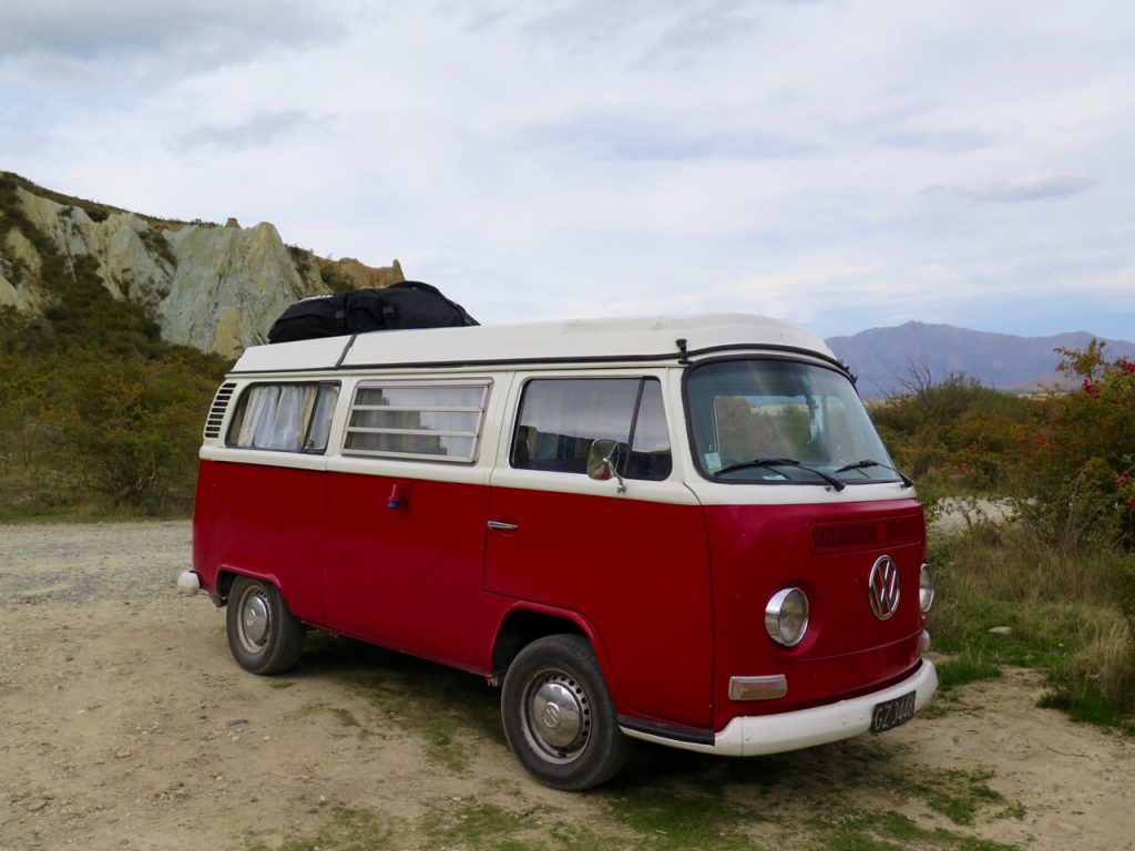 The perfect red, vintage VW van that everyone wants to travel New Zealand in. ©KettiWilhelm2016