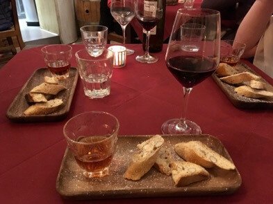 One of the best ways to eat dessert in Italy: cookies and wine. (Look for cantucci and vin santo on the menu.) ©KettiWilhelm2017