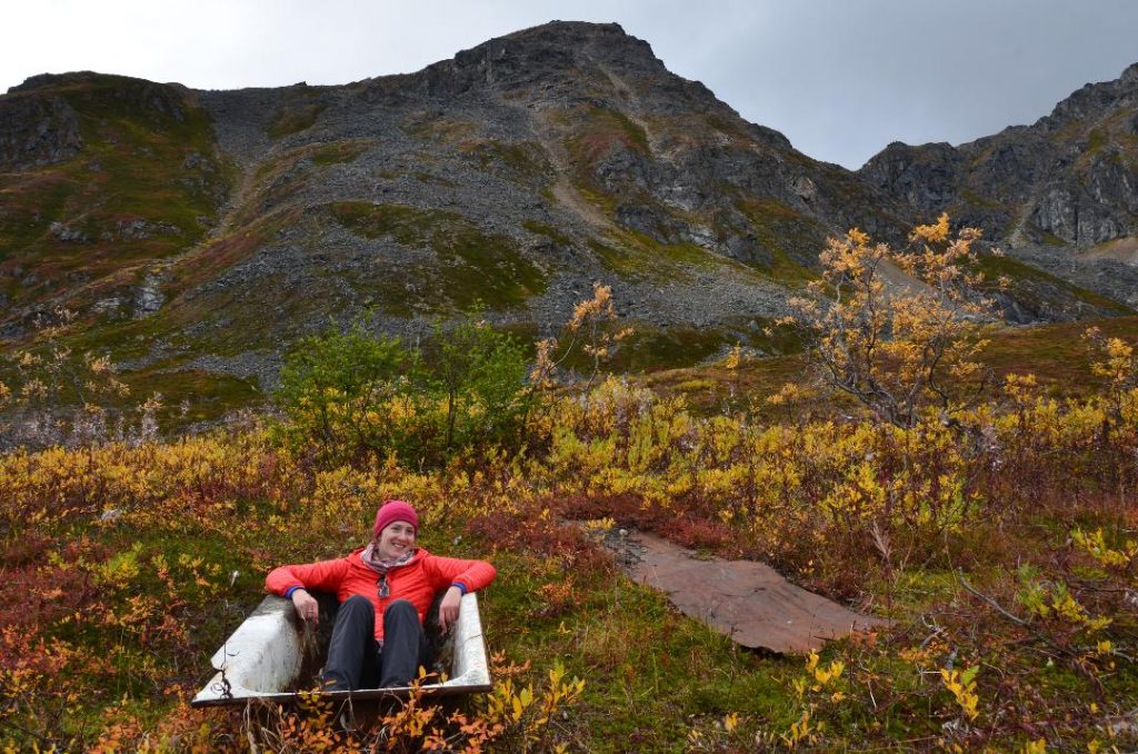 Sitting in a bathtub on a mountainside in Alaska (while hiking the site of an old mine and town). ©KettiWilhelm2019