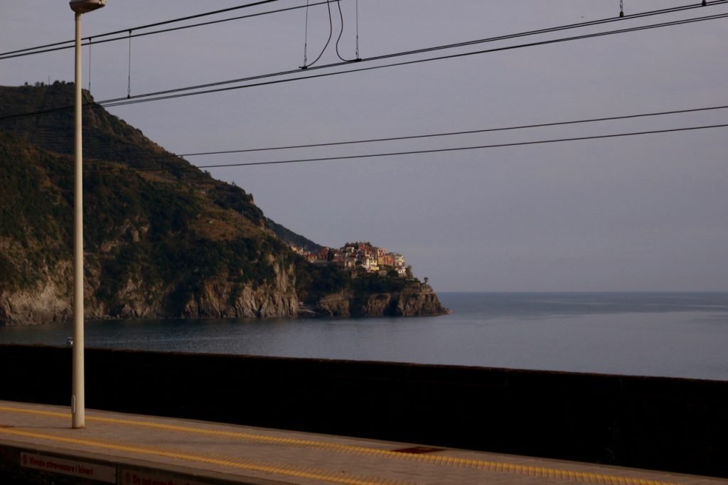 Looking toward the town of Manarola from the train station platform in Corniglia, Italy. ©KettiWilhelm2020