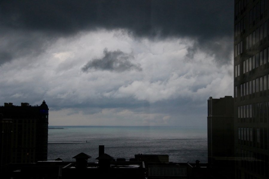 A dark, cloudy spring day seen from a Chicago high-rise apartment. ©KettiWilhelm2020