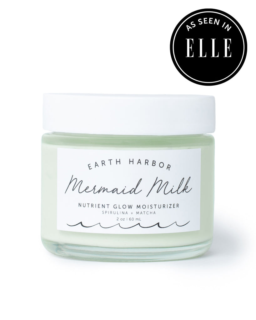 The light green Mermaid Milk moisturizer in a glass jar from Earth Harbor, a sustainable skincare brand that plans to launch plastic-free refills in 2022. 
