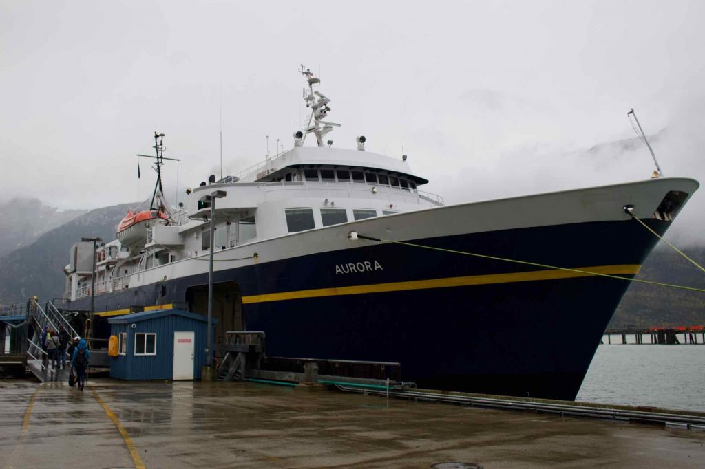 The ferry we took to Juneau, Alaska, docked in Skagway under the rain. ©KettiWilhelm2021