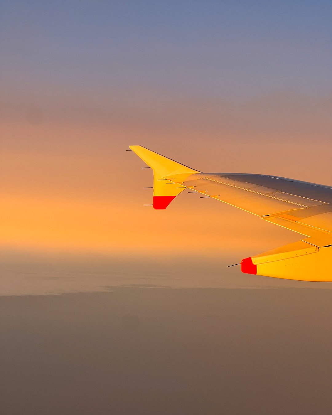 I calculated the carbon emissions from my flights this year, while sitting on a plane over the Atlantic with this sunset view out the airplane window. ©KettiWilhelm2022