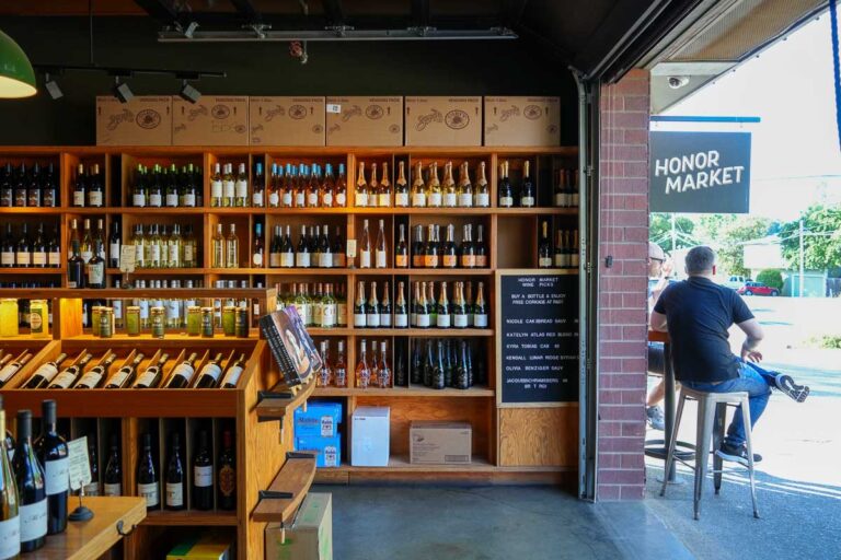 The Honor Market gas station in Napa Valley's Yountville has a huge selection of local Napa Valley wines for sale. ©KettiWilhelm2024
