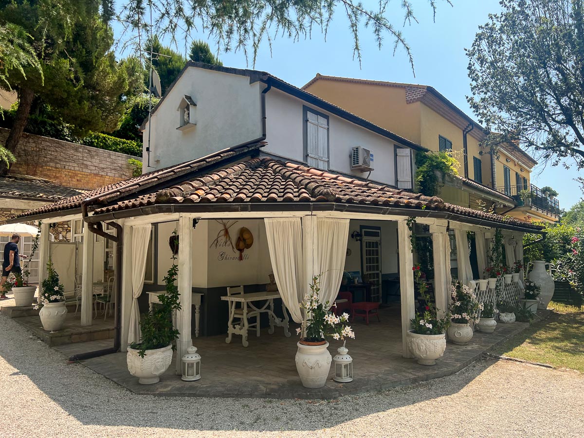 Outside one of the local B&B's where sleep in Sirolo, Italy, during our bike trip in the Marche region. ©KettiWilhelm2025