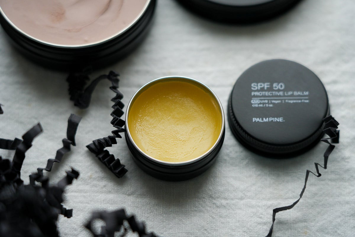 Plastic-free, organic SPF 50 lip balm from Palm and Pine, a European sunscreen brand tested for this review. ©KettiWilhelm2025